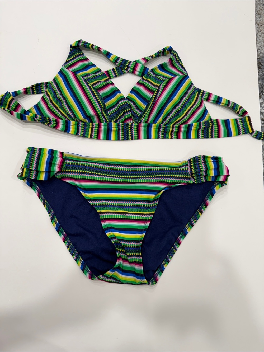 Striped Multi-Color Girls' Two-Piece Swim Set